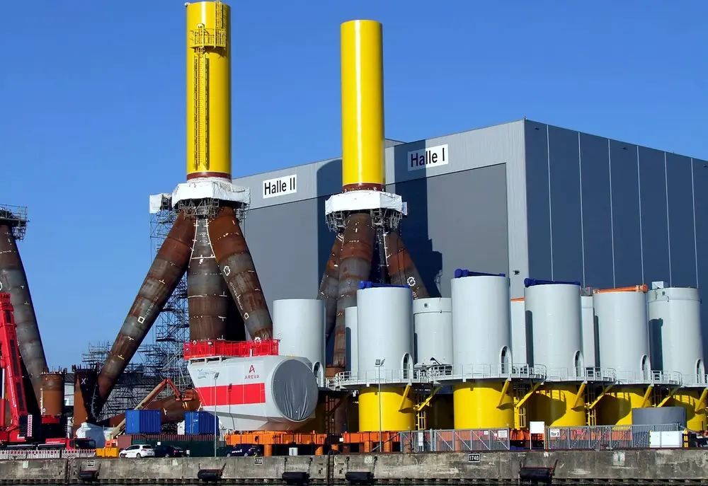 Offshore wind foundation jackets awaiting fabrication
